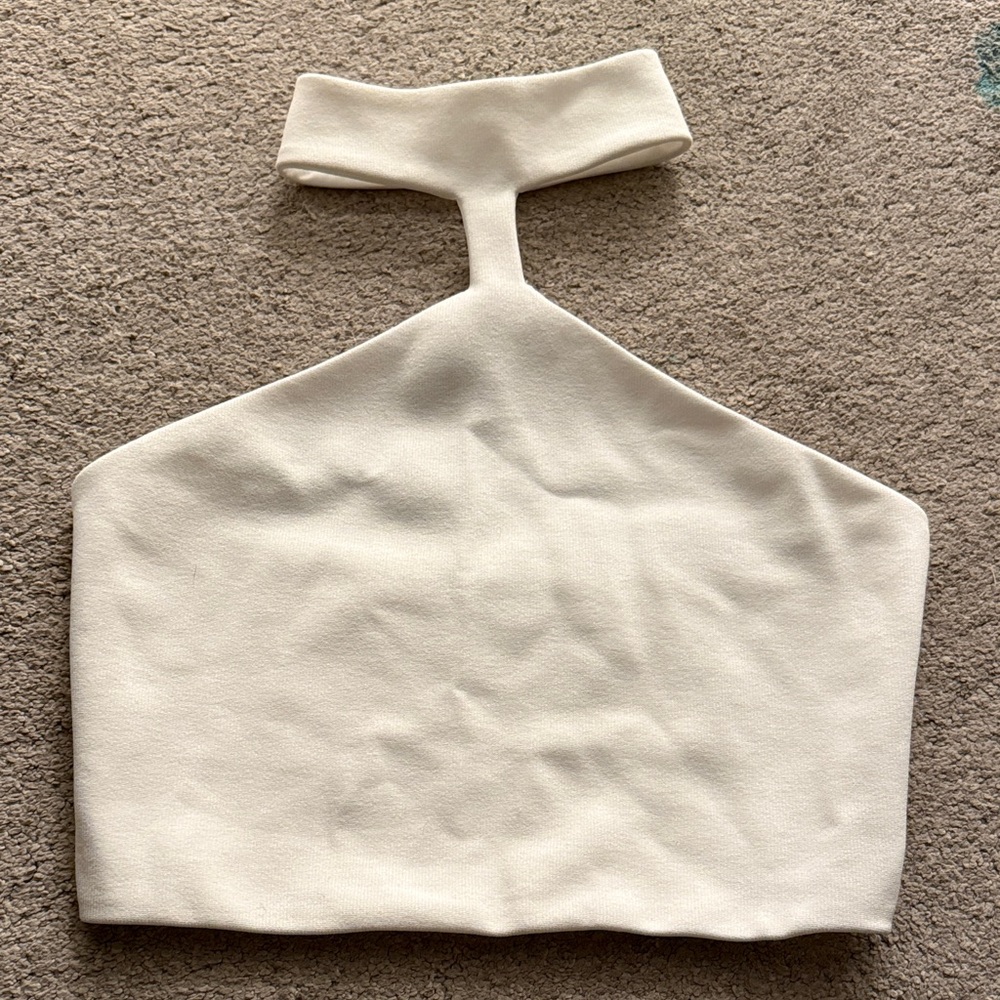 Zara Cream Halter Crop Top